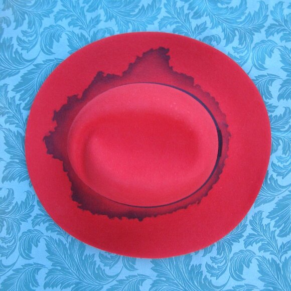 RARE NEW Maison Michel Red/Black Fedora hat size Large Unisex - Picture 4 of 15